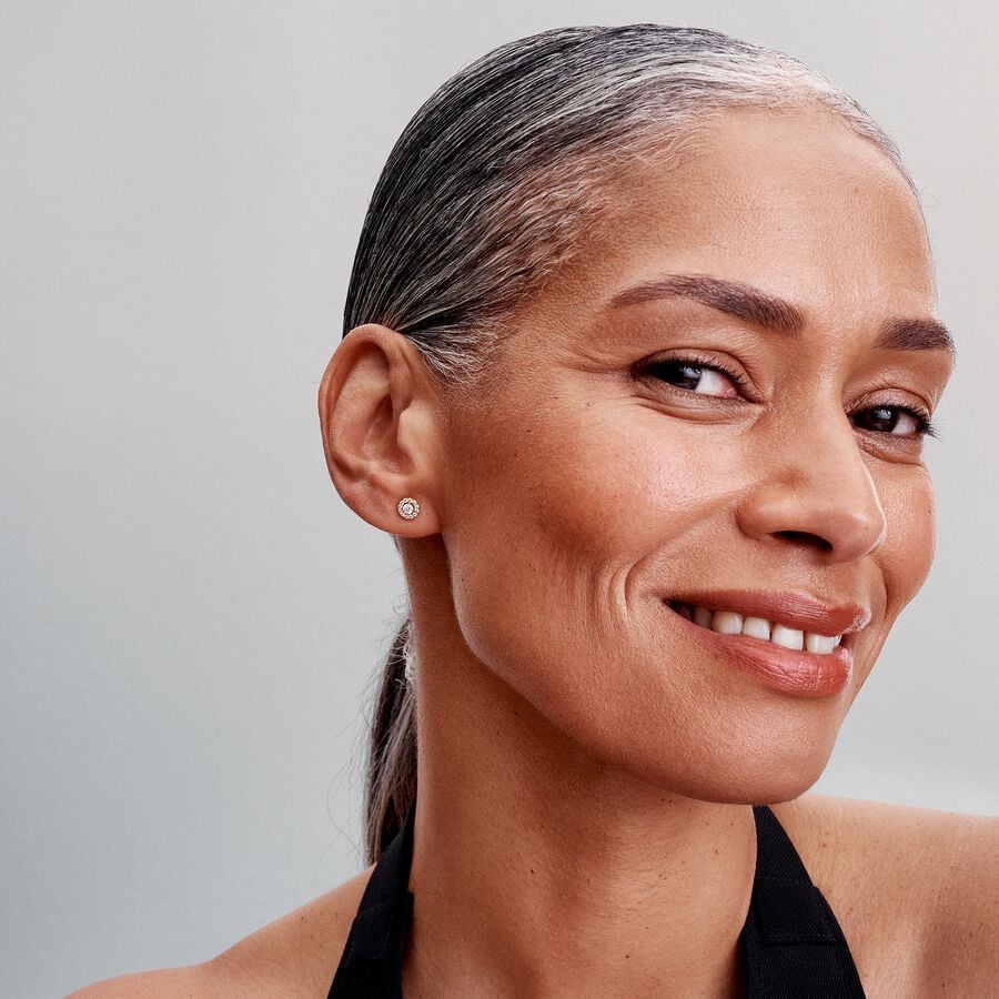 Brincos Espigão Auréola Redonda Pavé