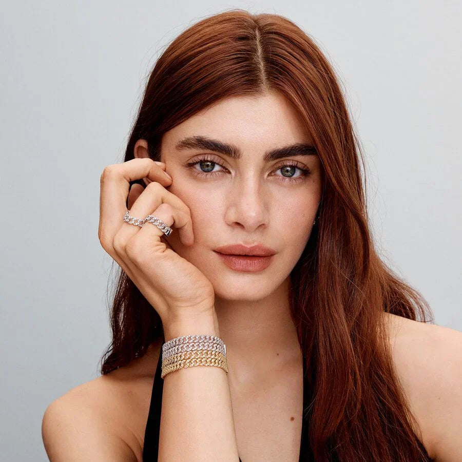 Pulseira de Corrente Cubana Pavé