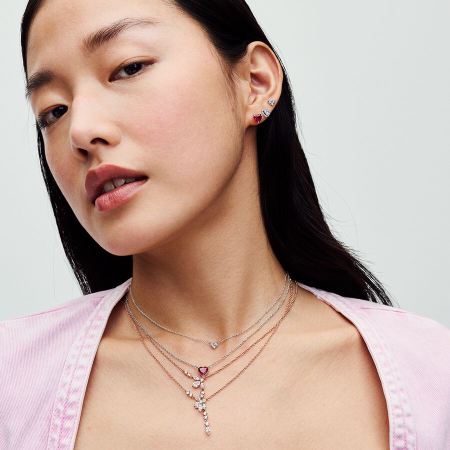 Colar Coração Pedra Tripla